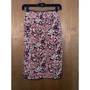 Vintage Merona Silk Paisley Floral Print Business Casual Pencil Skirt Sz 2 NWT